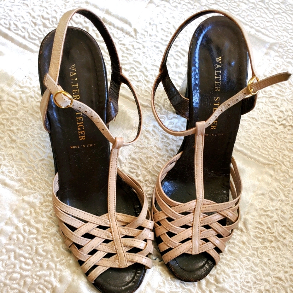 Walter steiner heels nude t strap italy italian